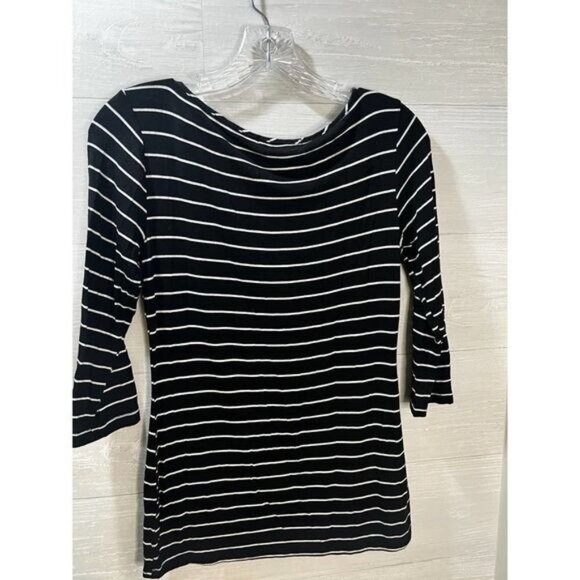 Green Envelope 3/4 Sleeves Stripes‎ Tunic Blouse Small - Picture 2 of 4